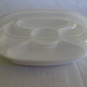 Tray - Aero Divided Party Tray with Lid - White - Five Compartments Snap on Lid